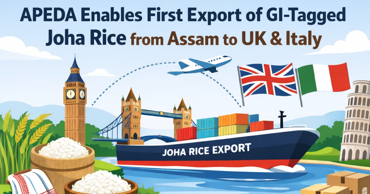 APEDA Enables First Export of GI-Tagged Joha Rice from Assam to the UK and Italy